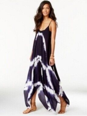 Raviya Blue Tie Dye Strappy Boho Hippie Fairy Maxi Dress Small